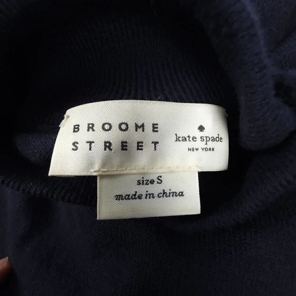 KATE SPADE Wool Night Sky Embellished Peplum Layered Tunic Sweater Navy Small